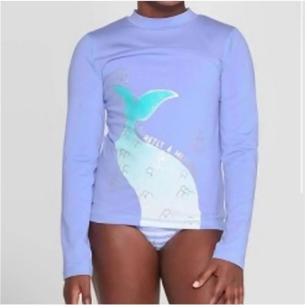 Cat & Jack Girl’s Purple Secretly A Mermaid Long Sleeve Rashguard Swim Top XL